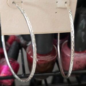 Nordstrom Large Silver Tone Hoop Earrings - New/Original Branding